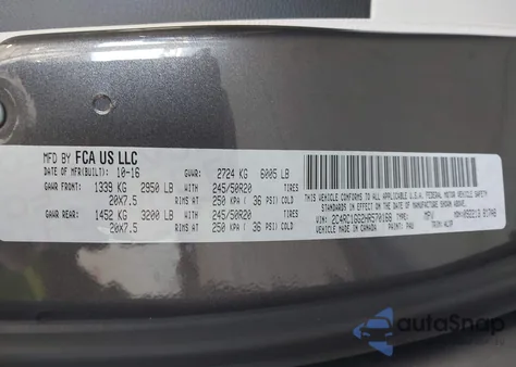 2017 Chrysler Pacifica Limited from USA, damaged, VIN 2C4RC1GG2HR570168